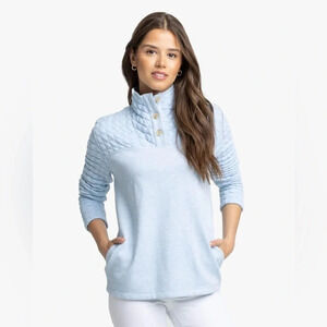Southern Tide Kelsea Quilted‎ Heather Pullover Color Dream Blue